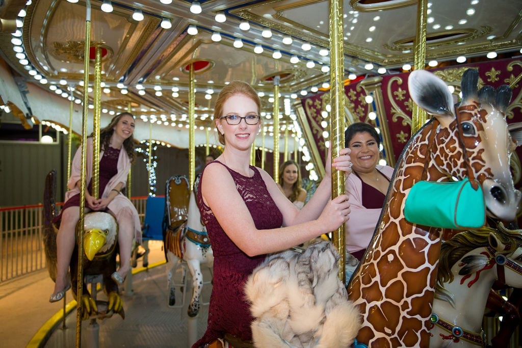 Ashley - Josh's wedding bridesmaids on the carousel