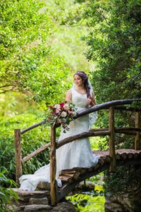 Andrea's Bridal on the wooden bridge in the Austin Botanical Gardens