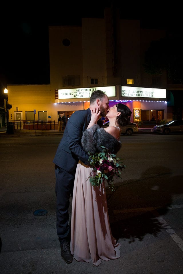 Lauren wedding Seekatz theater kiss
