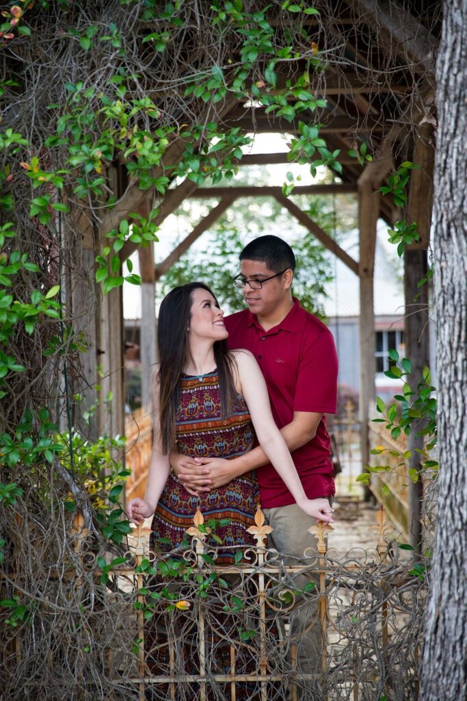 Aamber and Alex engagement session in Gruene Tx gazebo