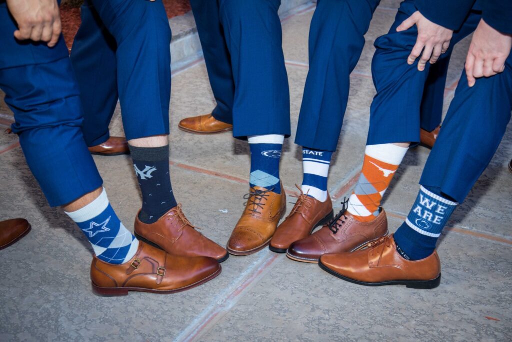 Crawford wedding Omni Del Mansion riverwalk groomsmen socks