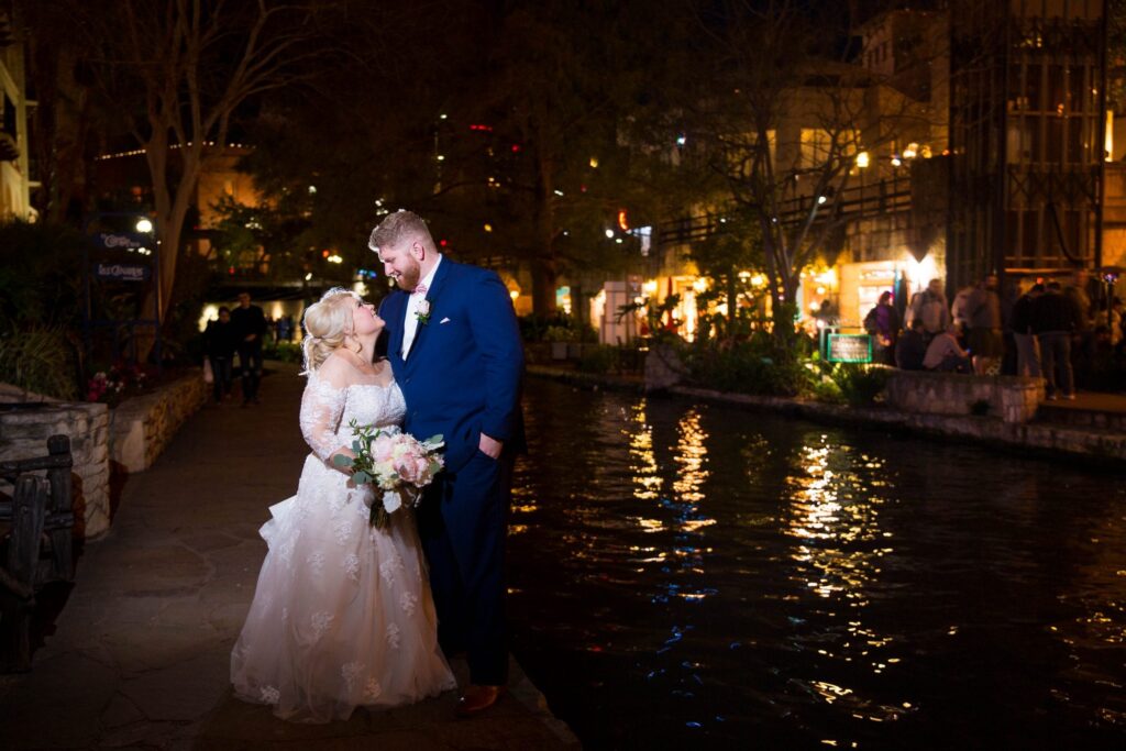 Crawford wedding Omni Del Mansion riverwalk at night