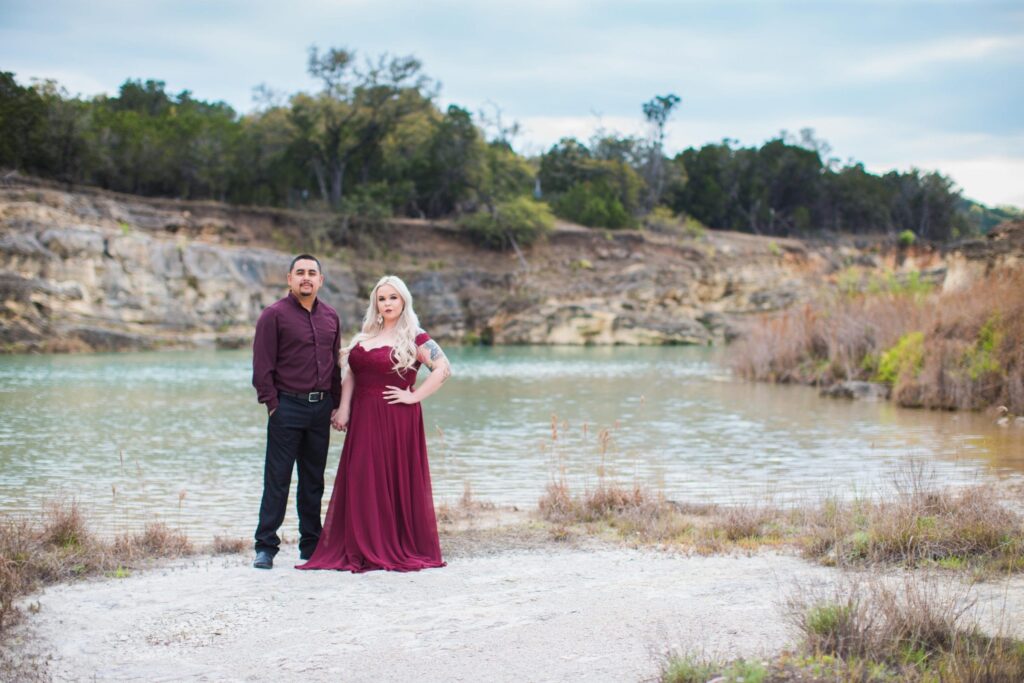Katie and Gabe engagement session Canyon Lake dam gorge on the island