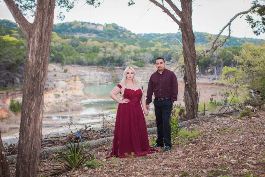 Katie & Gabe engagement session Canyon Lake dam gorge in forest