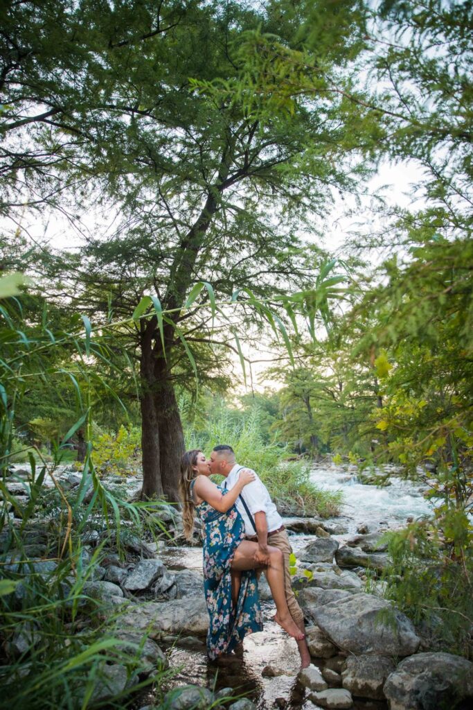 Ashley and Andy's engagement session Gruene river dip
