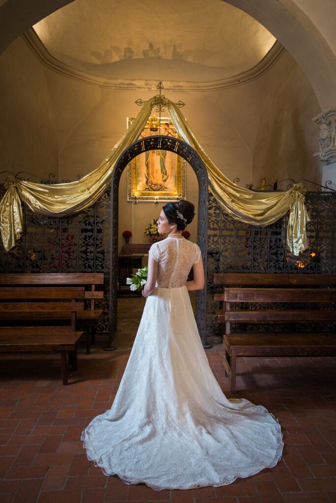 Aamber's bridal - mission San Jose rose window back