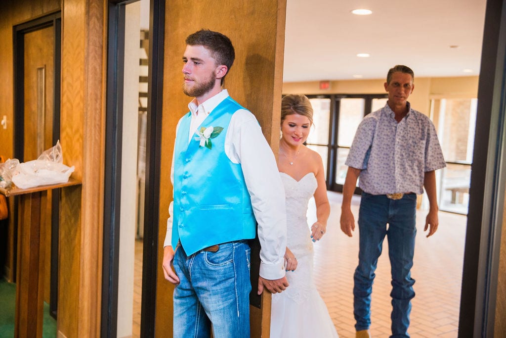 Courtney and Bearen's Wedding first look walk up
