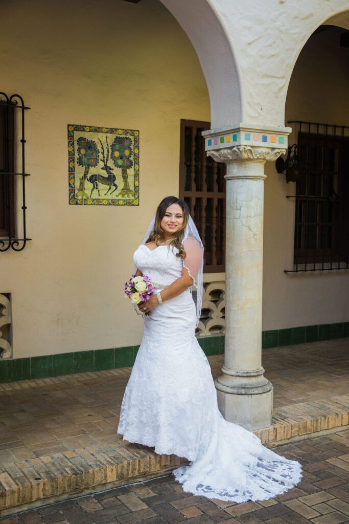 Linda's bridal session at the McNay iin the arches