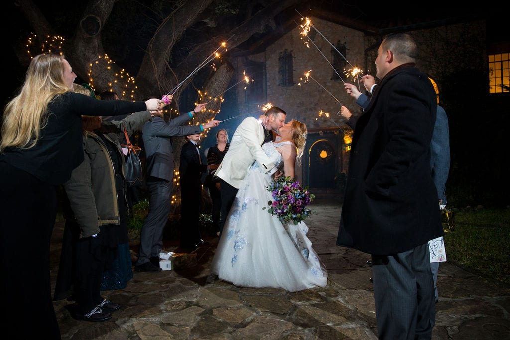 Lisa and Michael Wedding at the Veranda sparkler exit