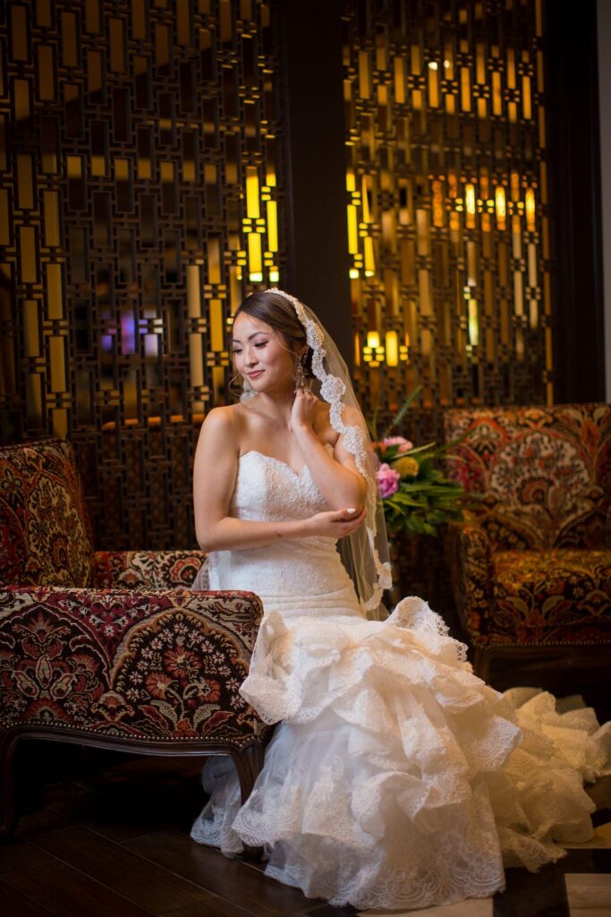 Marriott Plaza Styled shoot bride in lobby siting