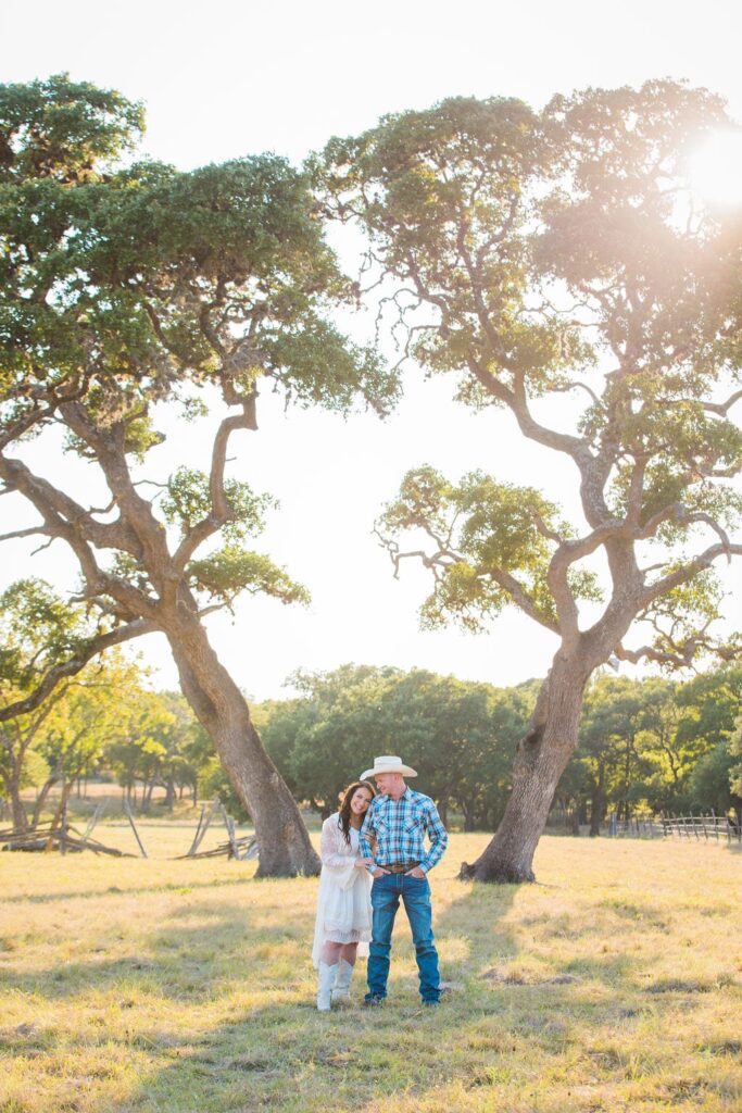 Tess -Lance Boerne, TX Engagement under the tree with sun