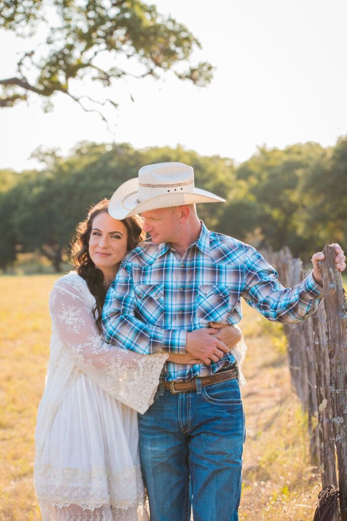 Tess -Lance Boerne, TX Engagement by the fence close up