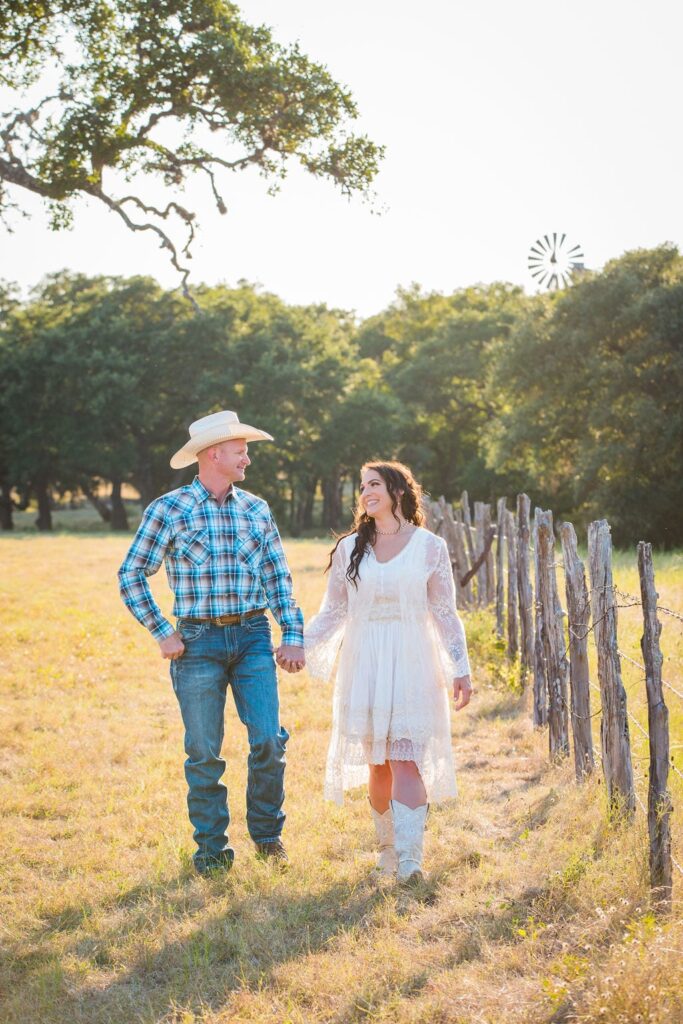 Tess -Lance Boerne, TX Engagement by the fence walking