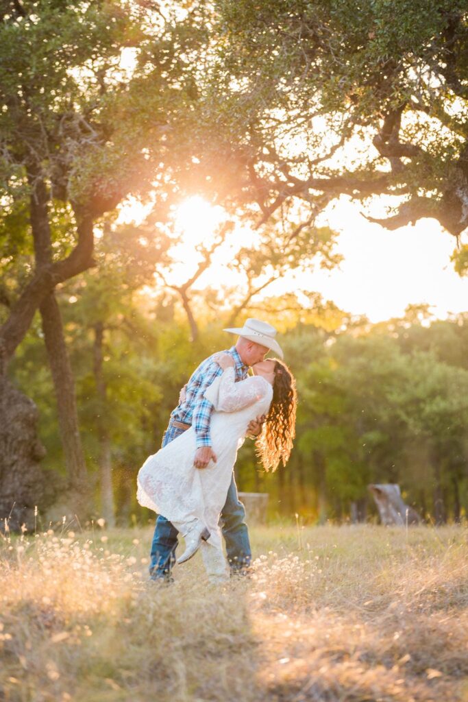 Tess -Lance Boerne, TX Engagement Portrait dip in tall grass close
