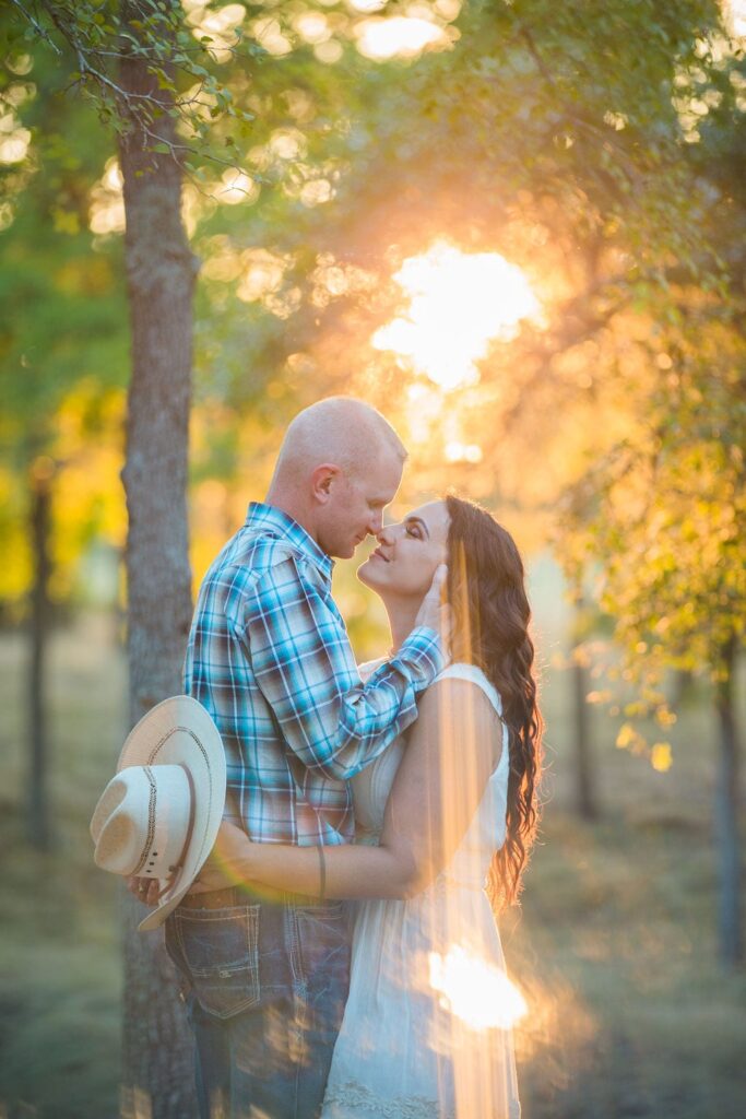 Tess -Lance Boerne, TX Engagement Portrait sun reflection bright