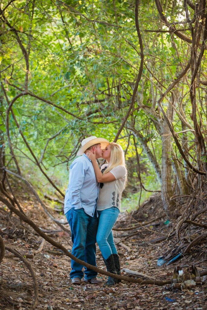 Whitney and Craig's ranch Engagement session in the gully