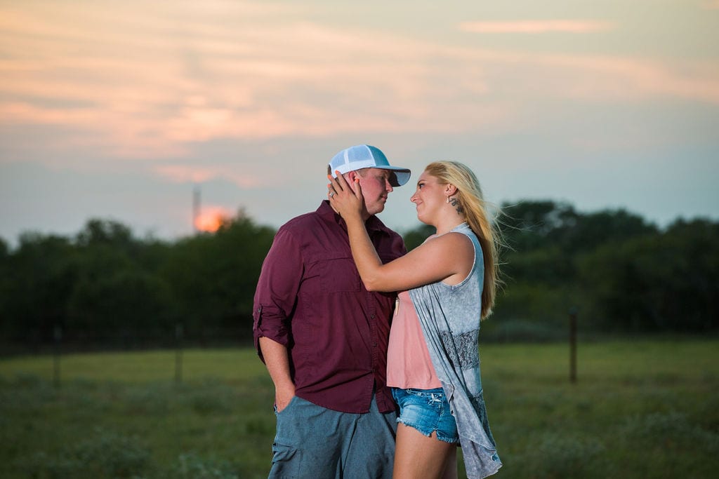 Whitney and Craig's ranch Engagement session at sunset sweet