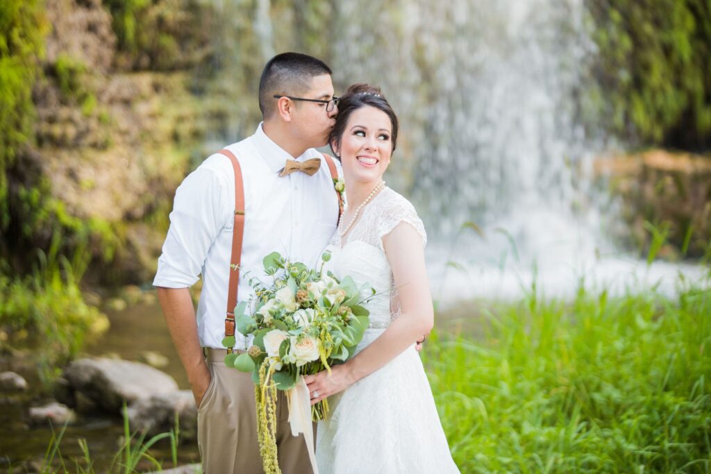 Aamber wedding Canyon Springs Golf Course couple under water fall