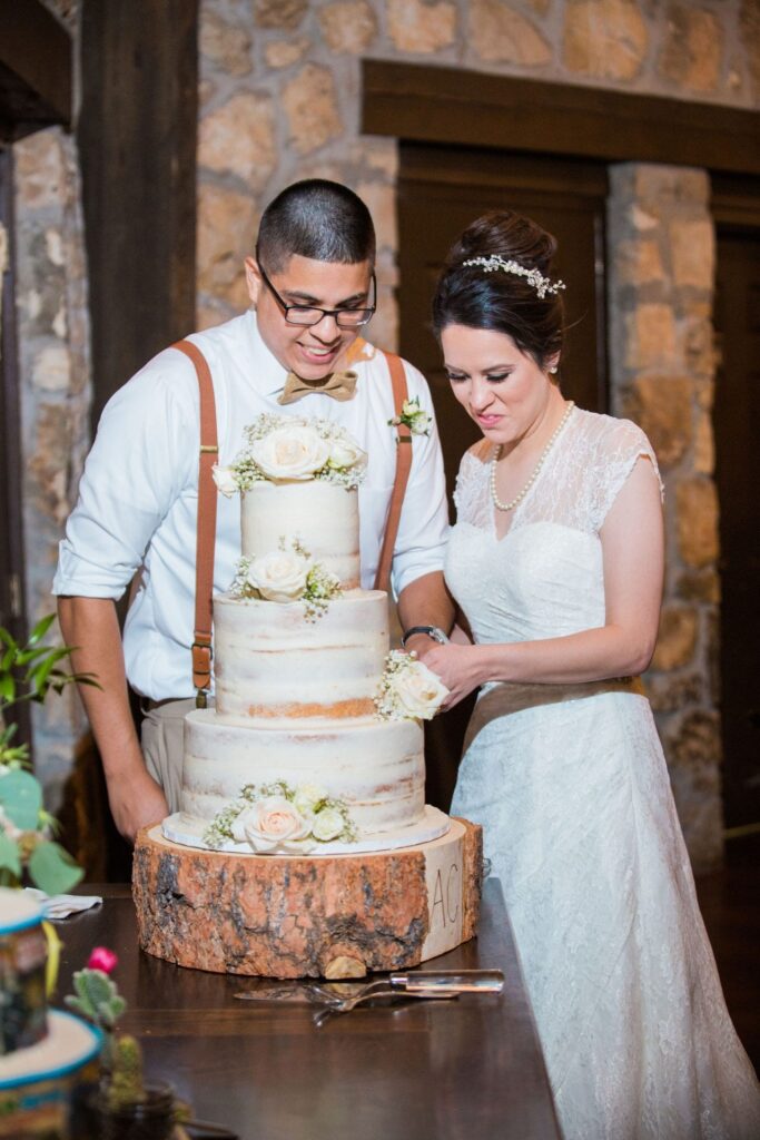 Aamber wedding Canyon Springs Golf Course cake cutting