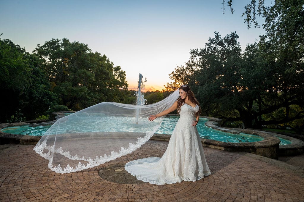 Mary Elizabeth's bridal at the McNay the fountain veil floating