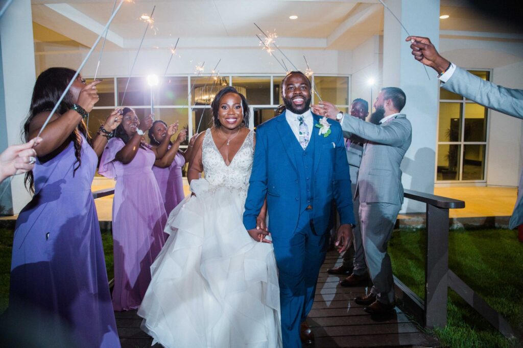 Onyema wedding La Cantera exit with sparklers