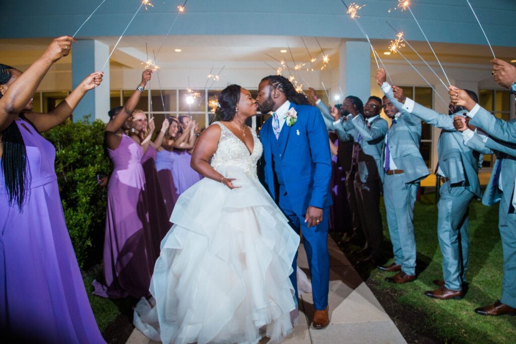 Onyema wedding La Cantera exit with sparkler kiss