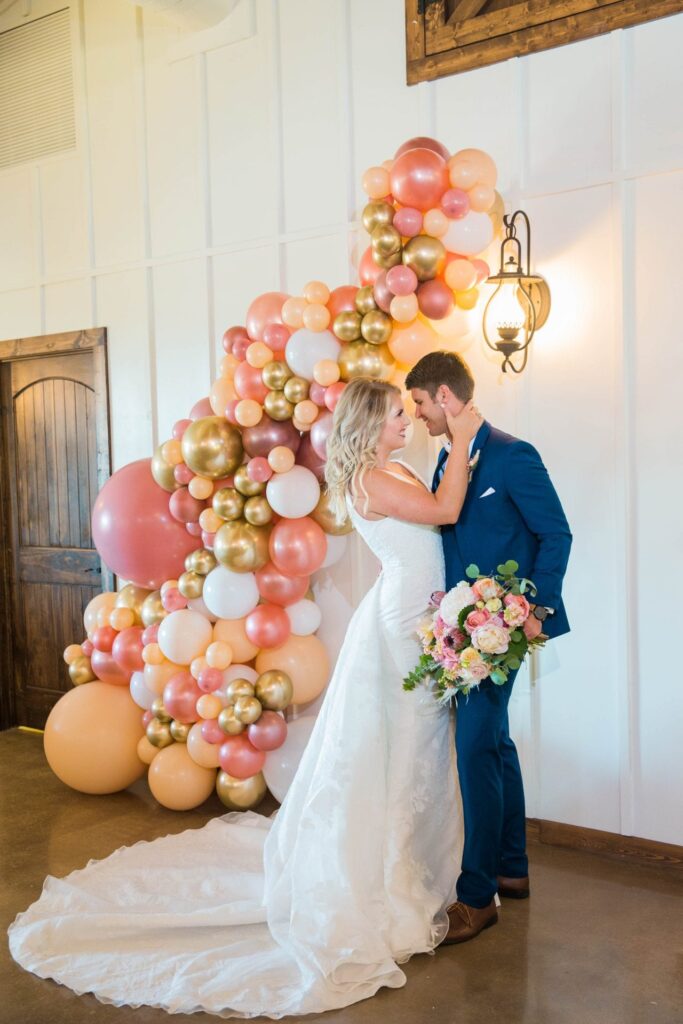Western Sky Styled shoot bride and groom with balloons sweet