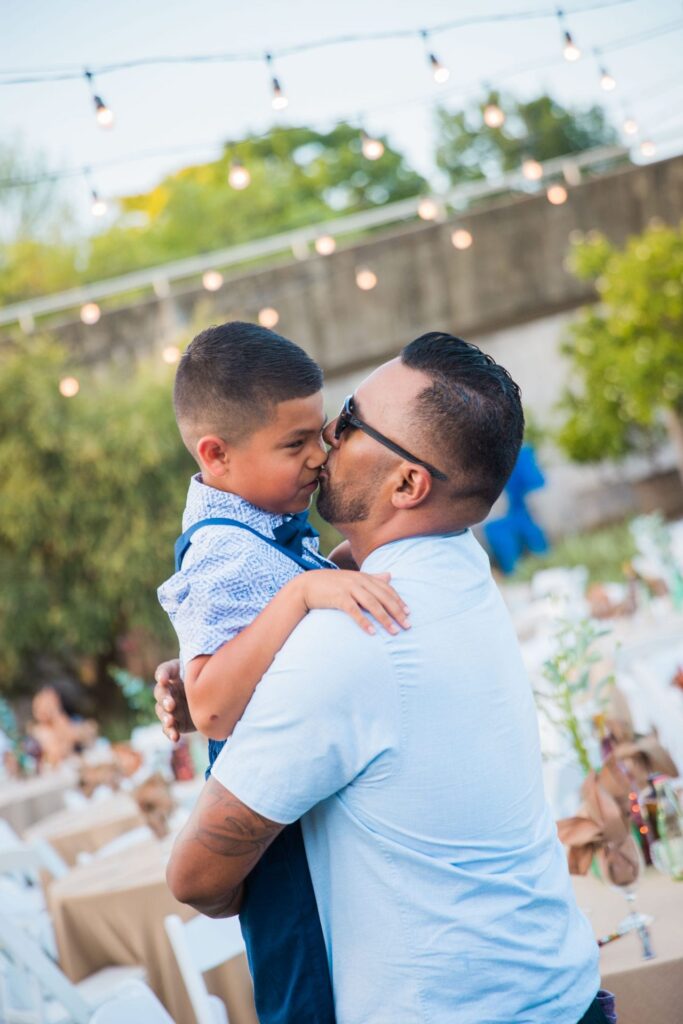 Courtney Amaya wedding San Antonio Botanical Garden groom and son