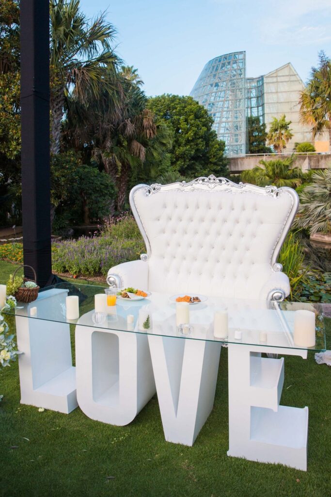 Courtney Amaya wedding San Antonio Botanical Garden love chair