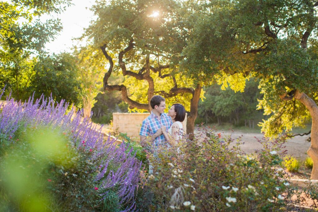 Josh and Tina engagement session at Kendall plantation in the garden