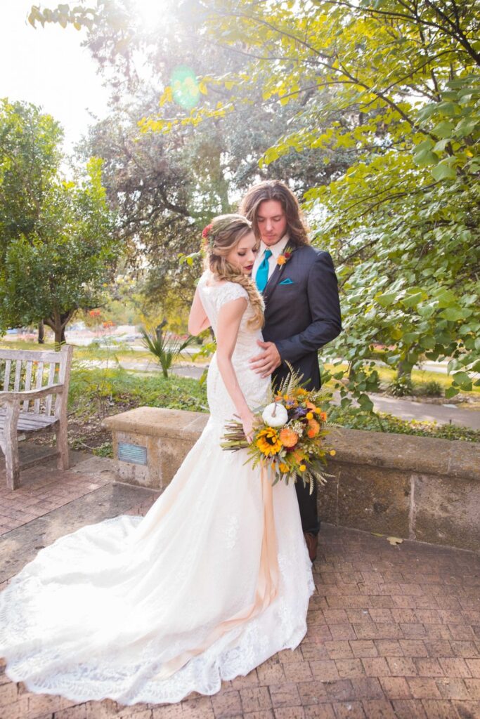 Fall styled shoot at the McNay art museum couple in the sun