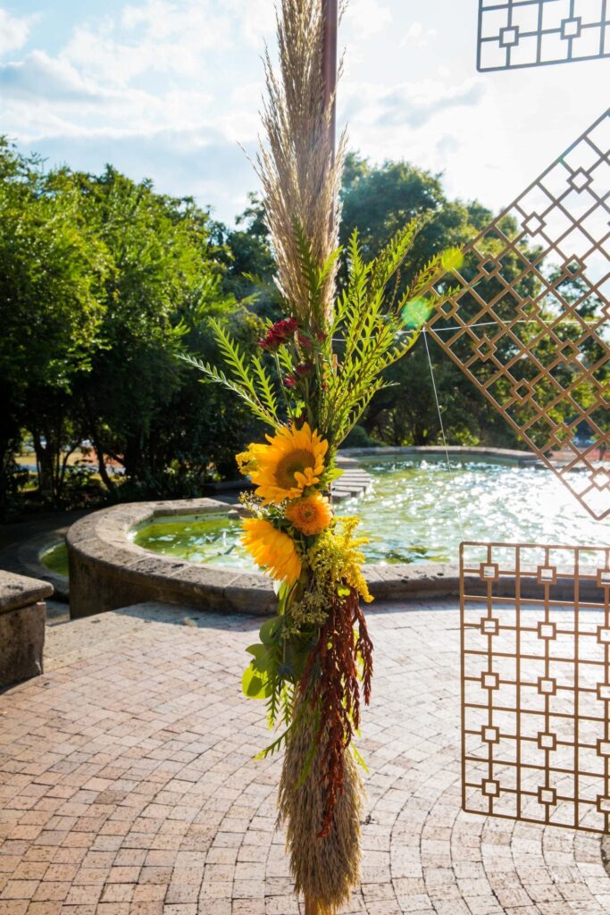 Fall styled shoot at the McNay art museum arch flowers