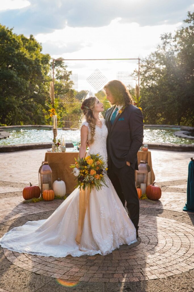 Fall styled shoot at the McNay art museum bride and groom at head table