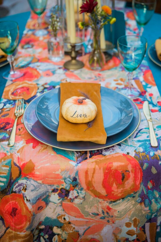 Fall styled shoot at the McNay art museum place setting guests