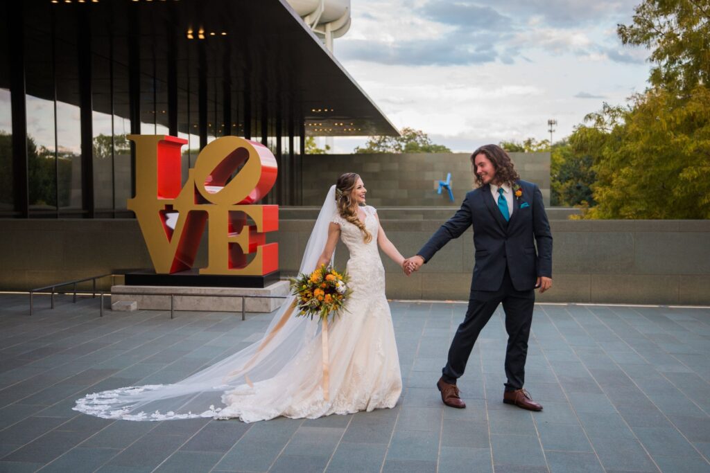 Fall styled shoot at the McNay art museum couple at LOVE letters