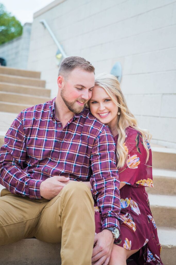 Molly's engagement Texas a and M white stairs