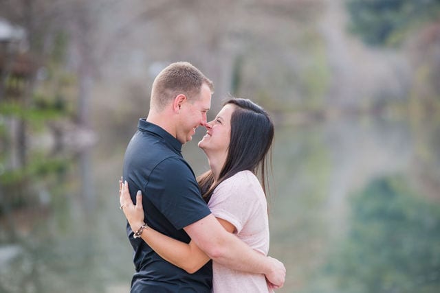 Stefan and Ashley's engagement session. Couple dreamy by the river