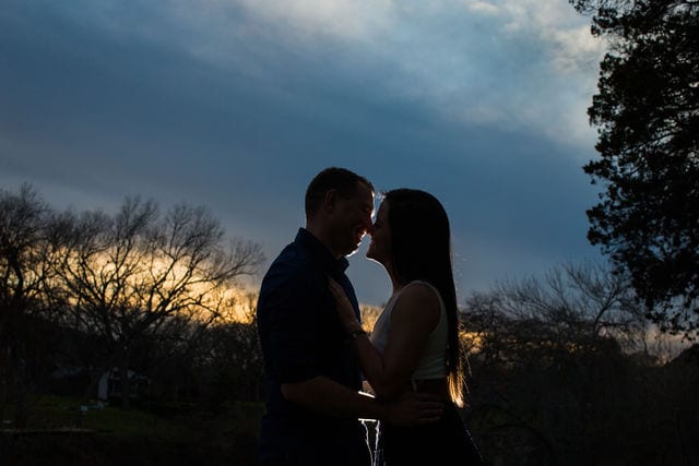 Stefan and Ashley's engagement session silhouette at sunset