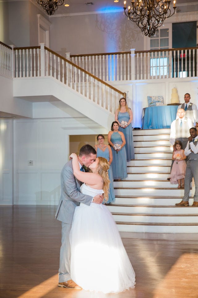 Kristina and Brandon's Wedding at Kendall plantation first dance kiss