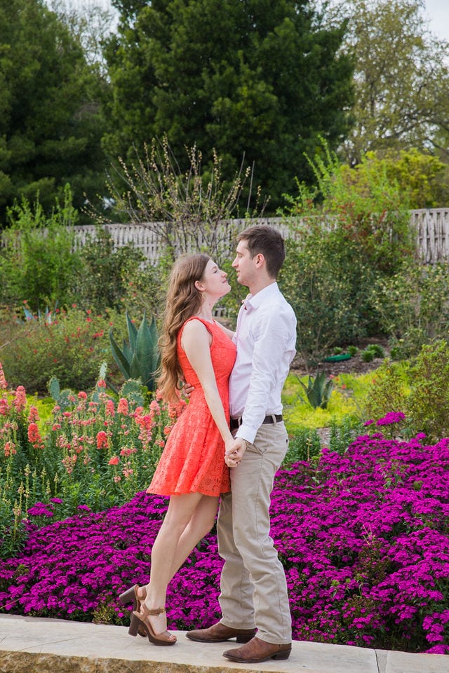 Claire & Josh engagement session San Antonio Botanical Gardens dancing