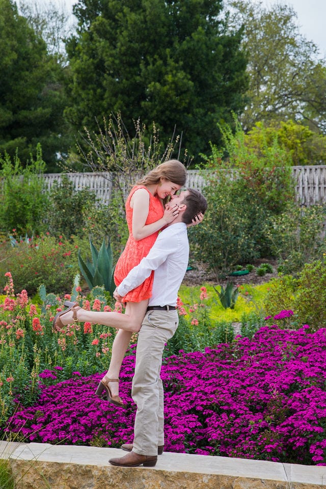 Claire & Josh engagement session San Antonio Botanical Gardens lift