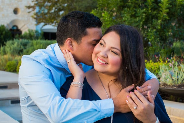 Anthony Engagement session at La Cantera Resort kissing her cheek