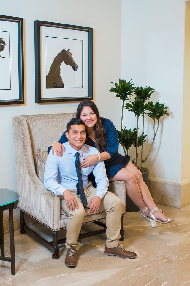 Anthony Engagement session at La Cantera Resort inside on the chairs