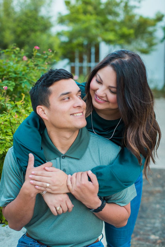 Anthony Engagement session at La Cantera Resort piggy back ride looking at each other