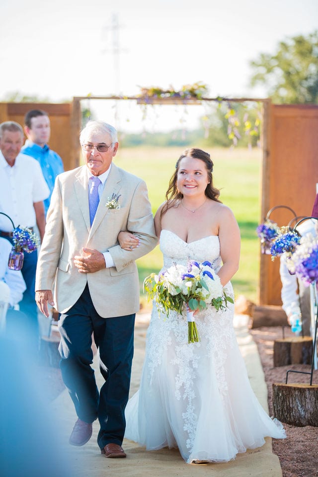 Keely's wedding in Mason TX, walk down the aisle
