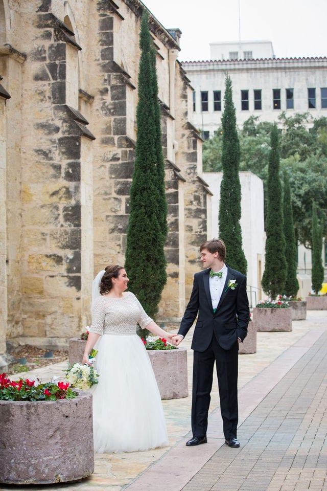 Allison wedding downtown San Antonio side of San Fernando Cathedral