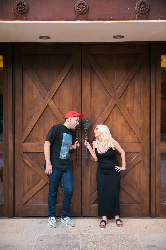 Chantel's engagement session at the Pearl Stable doors fun