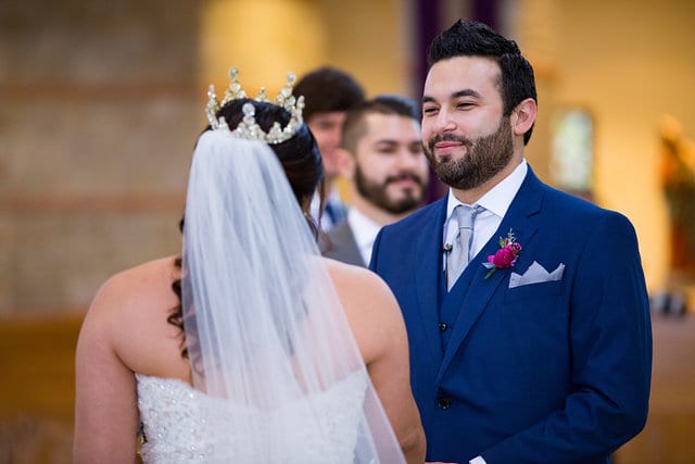 Emilias wedding St Francis de Assisi San Antonio grooms face