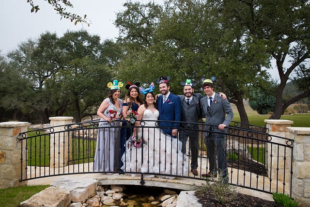 Emilia's wedding at the milestone in Boerne the bridal party with ears