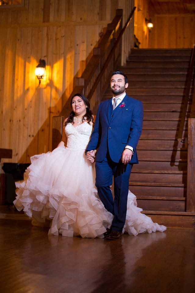 Emilia and John wedding The Milestone Boerne reception entrance at stairs